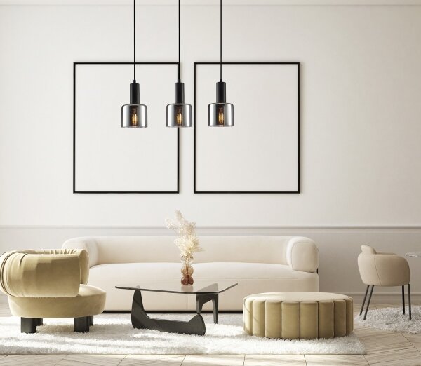 ITALUX PND-65342-3-BK+SG - Lampadario a sospensione con filo SANTIA 3xE27/40W/230V nero
