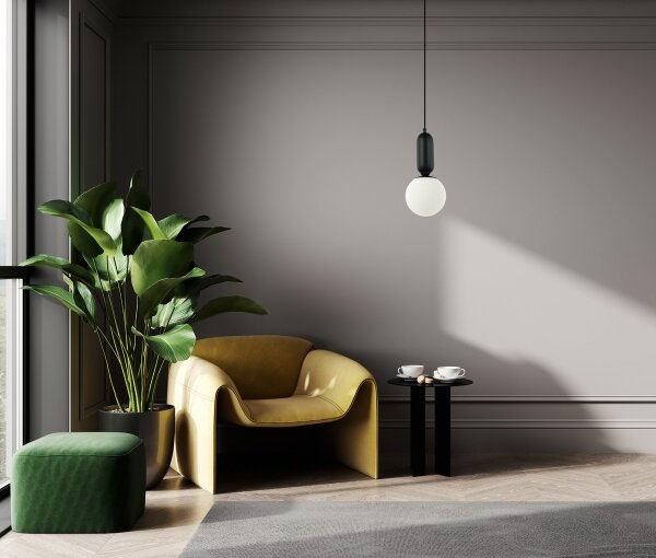 ITALUX PND-02340-1S-BK - Lampadario a sospensione con filo ALDEVA 1xE27/40W/230V nero