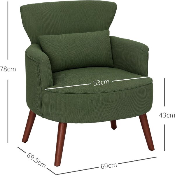 DecHome Poltrona Moderna in Velluto Dimensioni 69x69,5x78 colore Verde