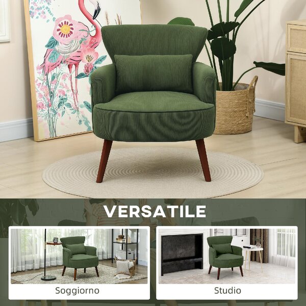 DecHome Poltrona Moderna in Velluto Dimensioni 69x69,5x78 colore Verde
