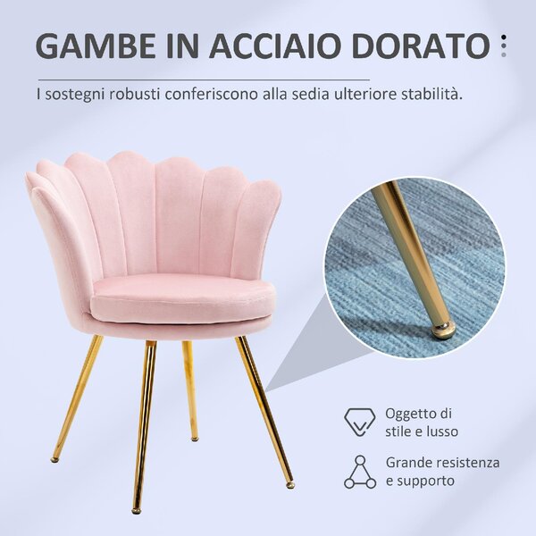 DecHome Poltrona Contemporanea Luxury in Velluto Dimensioni 67x64x77 colore Rosa