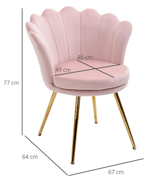 DecHome Poltrona Contemporanea Luxury in Velluto Dimensioni 67x64x77 colore Rosa