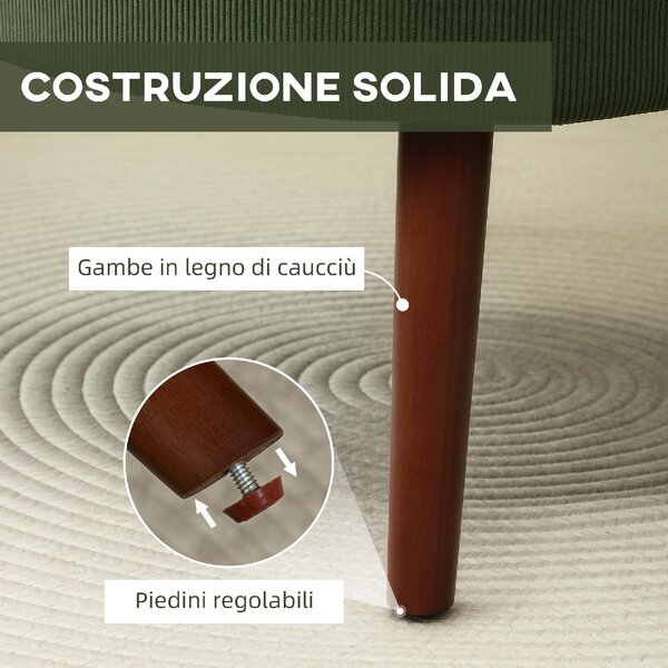 DecHome Poltrona Moderna in Velluto Dimensioni 69x69,5x78 colore Verde