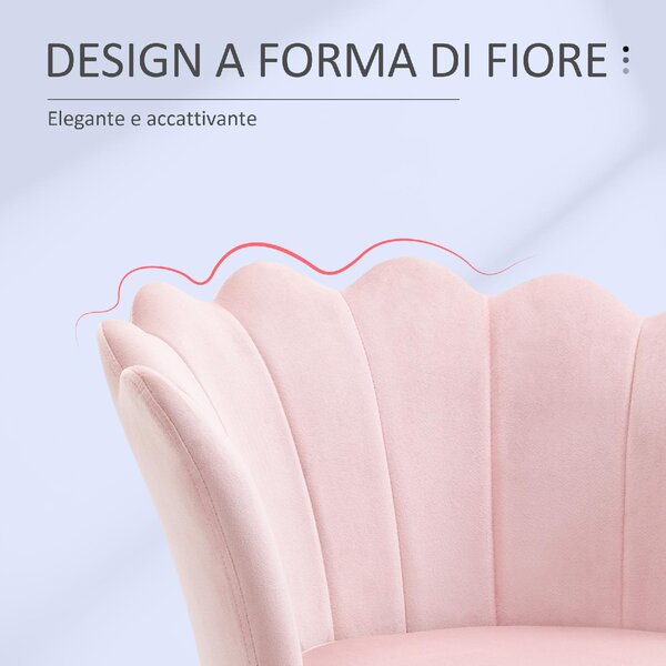 DecHome Poltrona Contemporanea Luxury in Velluto Dimensioni 67x64x77 colore Rosa