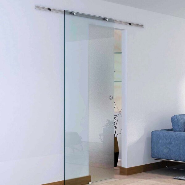 Brugel Porta Scorrevole In Vetro Smerigliato e Binario In Alluminio 77.5x205 cm - B70007