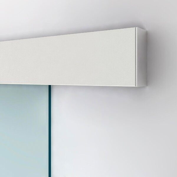 Brugel Porta Scorrevole In Vetro a Strisce con Binario In Alluminio 75x210 cm - B70041