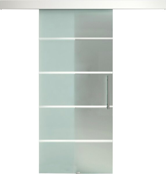Brugel Porta Scorrevole In Vetro a Strisce con Binario In Alluminio 75x210 cm - B70041