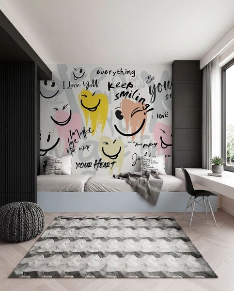 Carta da parati Emoticon e iscrizioni, Carta da parati per gli adolescenti, w04174 : Uwalls.it