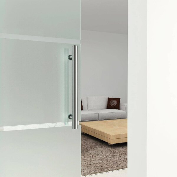 Brugel Porta Scorrevole In Vetro a Strisce con Binario In Alluminio 75x210 cm - B70041