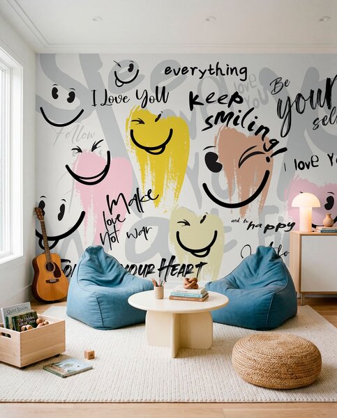 Carta da parati Emoticon e iscrizioni, Carta da parati per gli adolescenti, w04174 : Uwalls.it