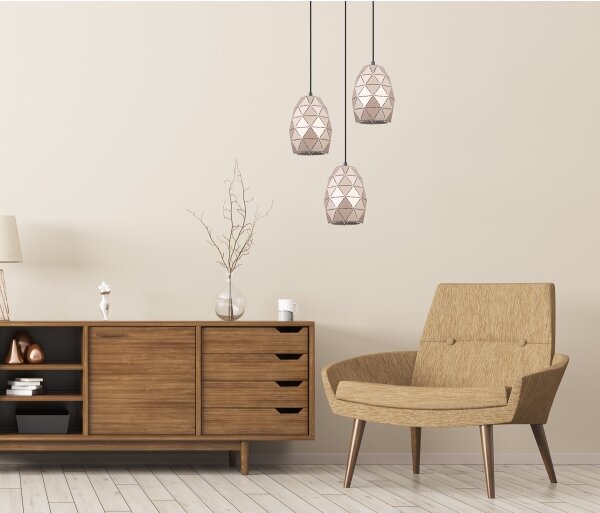 ITALUX MDM-3480/3A GD - Lampadario a sospensione con filo HARLEY 3xE27/40W/230V oro rosa