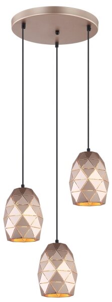 ITALUX MDM-3480/3A GD - Lampadario a sospensione con filo HARLEY 3xE27/40W/230V oro rosa