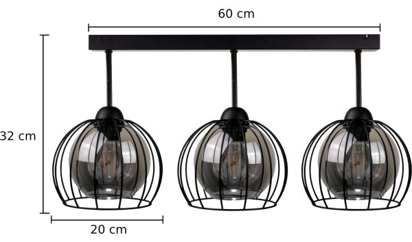 Lampadario a plafone SOLO BLACK 3xE27/60W/230V