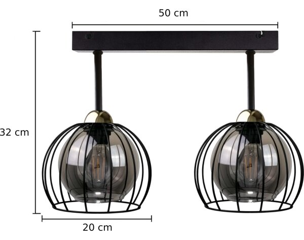 Lampadario a plafone SOLO BLACK 2xE27/60W/230V nero/oro