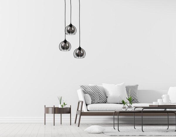 Lampadario a sospensione con filo SOLO BLACK 3xE27/60W/230V diametro 30 cm
