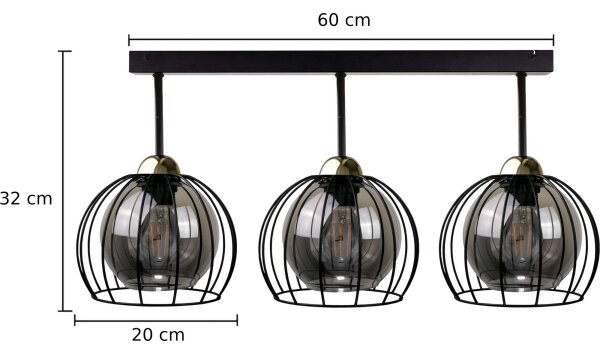 Lampadario a plafone SOLO BLACK 3xE27/60W/230V nero/oro