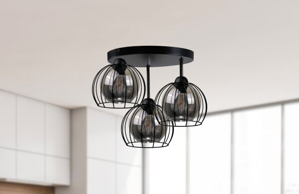 Lampadario a plafone SOLO BLACK 3xE27/60W/230V diametro 30 cm