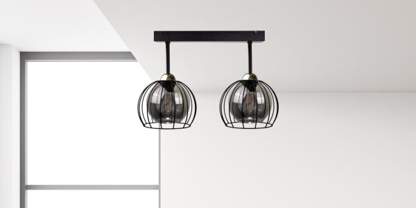 Lampadario a plafone SOLO BLACK 2xE27/60W/230V nero/oro