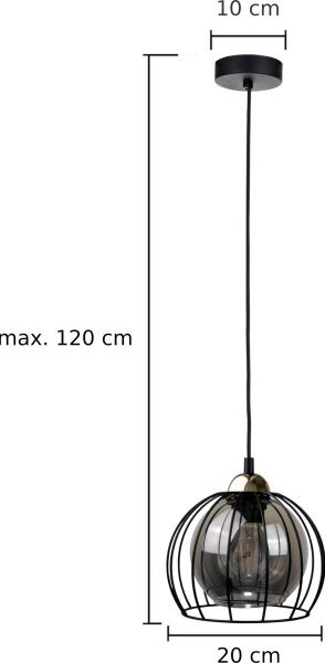 Lampadario a sospensione con filo SOLO BLACK 1xE27/60W230V nero/oro