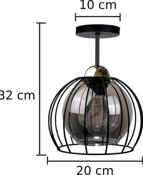 Lampadario a plafone SOLO BLACK 1xE27/60W/230V nero/oro