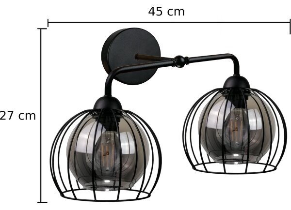 Applique SOLO BLACK 2xE27/60W/230V nero/oro