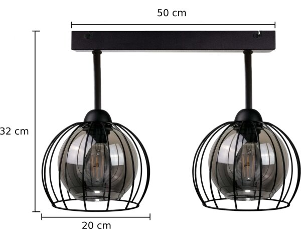 Lampadario a plafone SOLO BLACK 2xE27/60W/230V