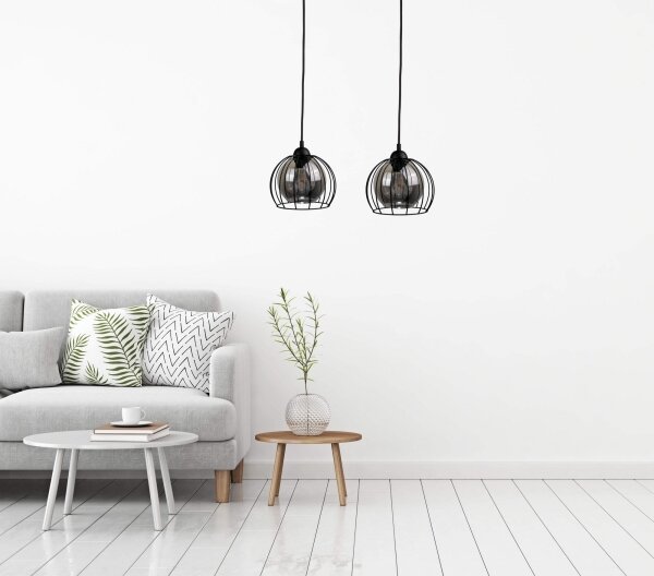 Lampadario a sospensione con filo SOLO BLACK 2xE27/60W/230V