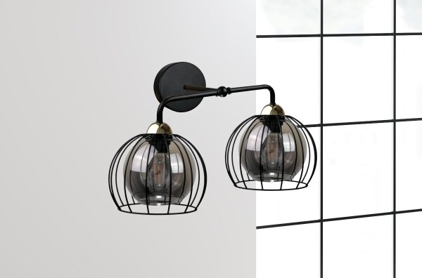Applique SOLO BLACK 2xE27/60W/230V nero/oro