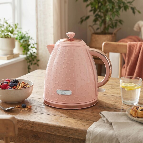 HOMCOM Bollitore elettrico 1,7L 2200W con filtro anticalcare, Rosa chiaro | Aosom Italy