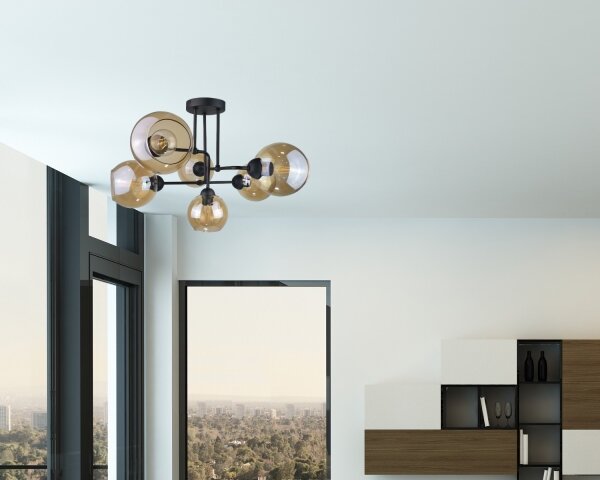 Lampadario a plafone MONDE BLACK 6xE27/60W/230V