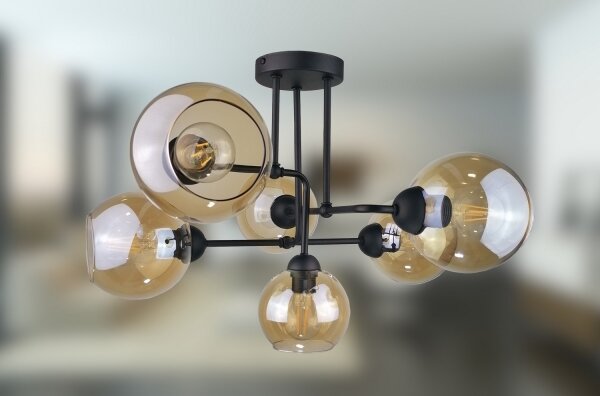 Lampadario a plafone MONDE BLACK 6xE27/60W/230V