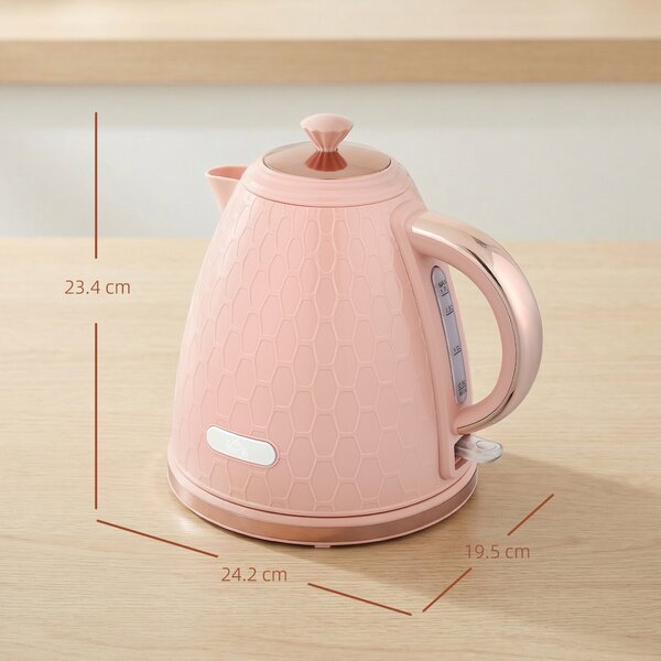 HOMCOM Bollitore elettrico 1,7L 2200W con filtro anticalcare, Rosa chiaro | Aosom Italy