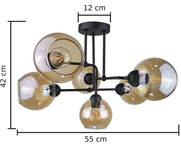 Lampadario a plafone MONDE BLACK 6xE27/60W/230V