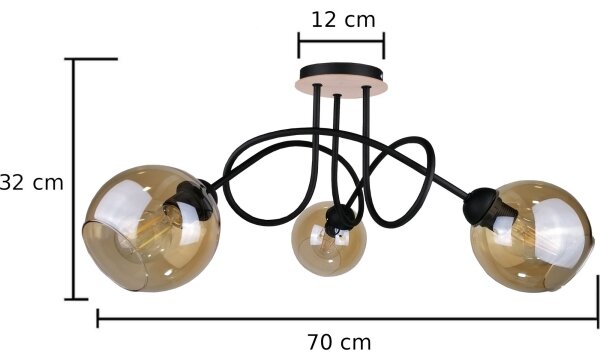 Lampadario a plafone VENUS WOOD 3xE27/60W/230V