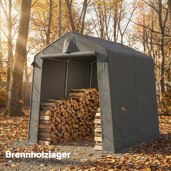 Outsunny Tenda garage impermeabile con porta avvolgibile, 2,3x1,9 m, Grigio scuro | Aosom Italy