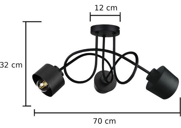 Lampadario a plafone SIMPLY BLACK 3xE27/60W/230V
