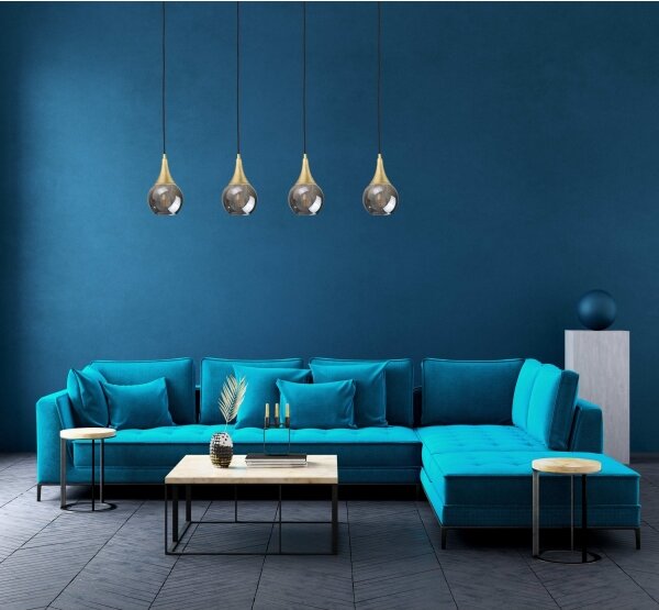 Lampadario a sospensione con filo LACRIMA SMOKY 4xE27/60W/230V