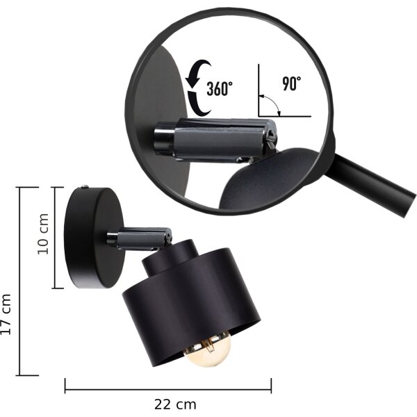 Faretto da parete SIMPLY BLACK 1xE27/60W/230V