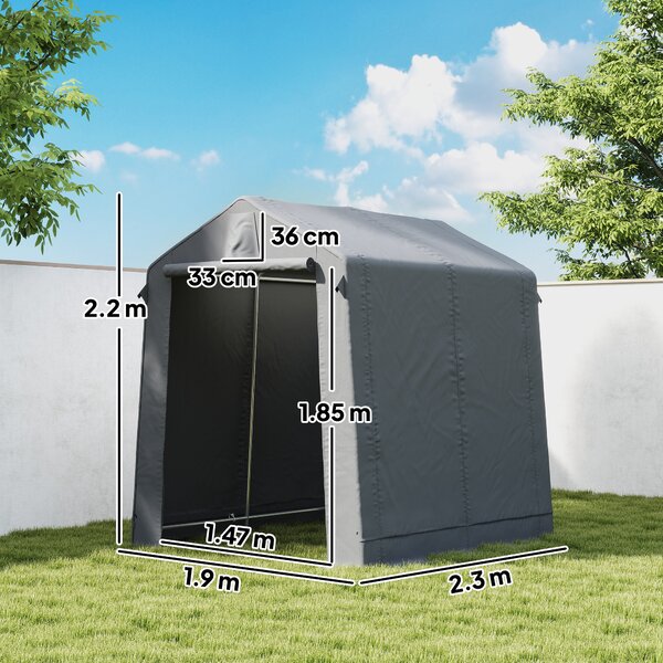 Outsunny Tenda garage impermeabile con porta avvolgibile, 2,3x1,9 m, Grigio scuro | Aosom Italy