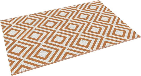 DecHome Tappeto da Esterno per Balcone e Terrazza Reversibile con Fantasia Geometrica 182x274 cm colore Marrone/Bianco - R3730TE