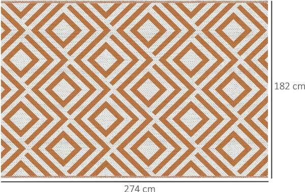 DecHome Tappeto da Esterno per Balcone e Terrazza Reversibile con Fantasia Geometrica 182x274 cm colore Marrone/Bianco - R3730TE