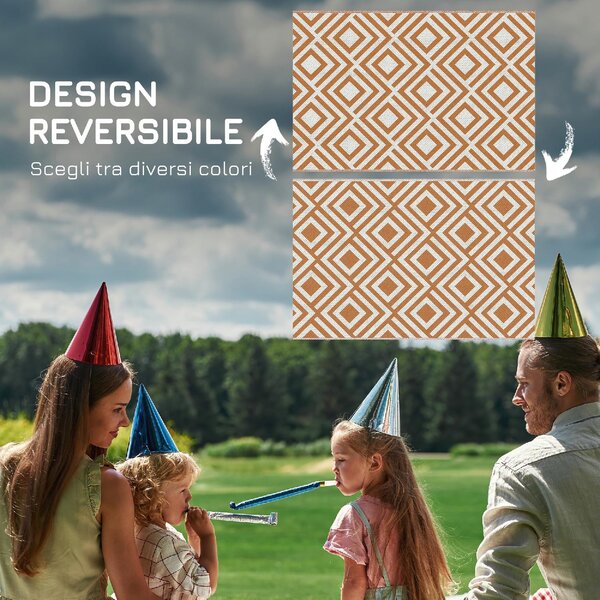 DecHome Tappeto da Esterno per Balcone e Terrazza Reversibile con Fantasia Geometrica 182x274 cm colore Marrone/Bianco - R3730TE