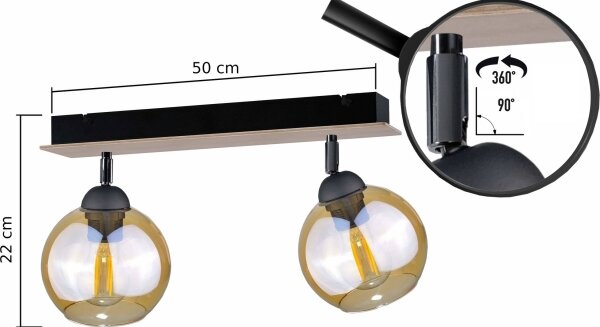 Luce Spot THEA WOOD 2xE27/60W/230V