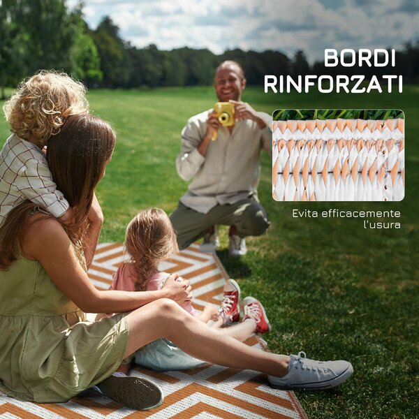 DecHome Tappeto da Esterno per Balcone e Terrazza Reversibile con Fantasia Geometrica 182x274 cm colore Marrone/Bianco - R3730TE