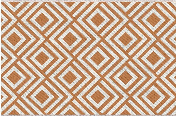 DecHome Tappeto da Esterno per Balcone e Terrazza Reversibile con Fantasia Geometrica 182x274 cm colore Marrone/Bianco - R3730TE