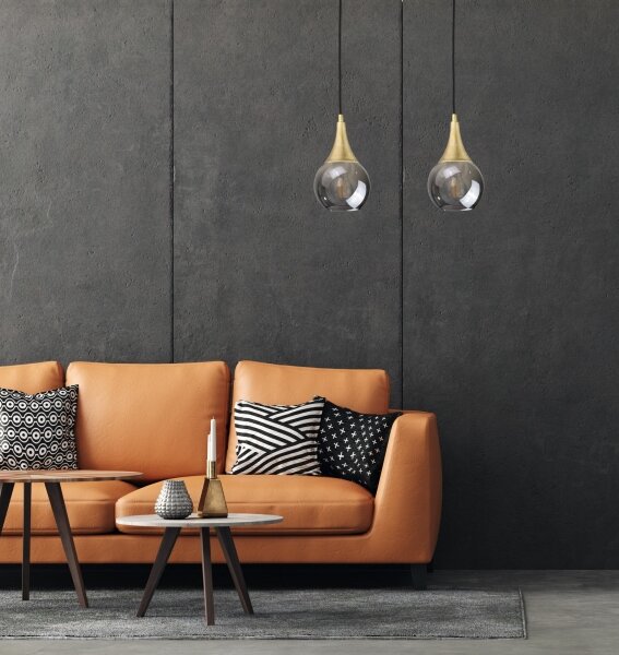 Lampadario a sospensione con filo LACRIMA SMOKY 2xE27/60W/230V