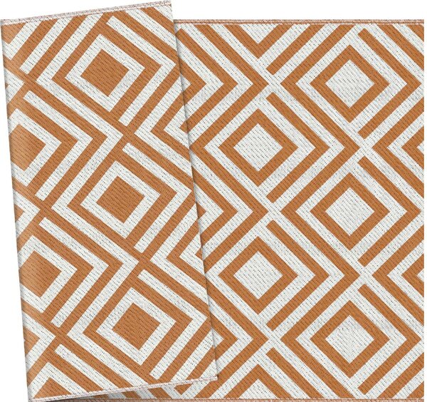 DecHome Tappeto da Esterno per Balcone e Terrazza Reversibile con Fantasia Geometrica 182x274 cm colore Marrone/Bianco - R3730TE