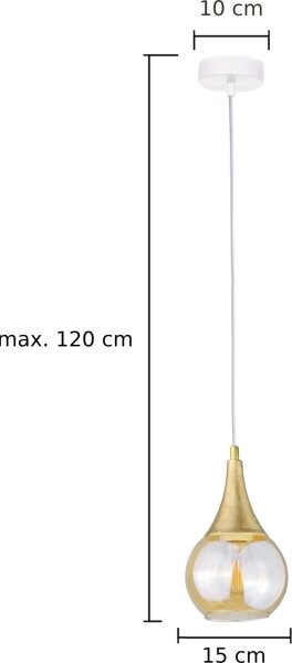 Lampadario a sospensione con filo LACRIMA WHITE 1xE27/60W/230V