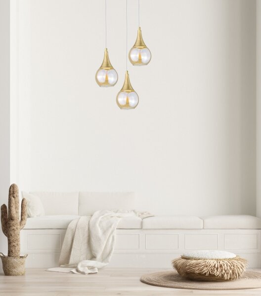 Lampadario a sospensione con filo LACRIMA WHITE 3xE27/60W/230V diametro 30 cm