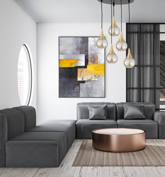 Lampadario a sospensione con filo LACRIMA HONEY 5xE27/60W/230V diametro 45 cm